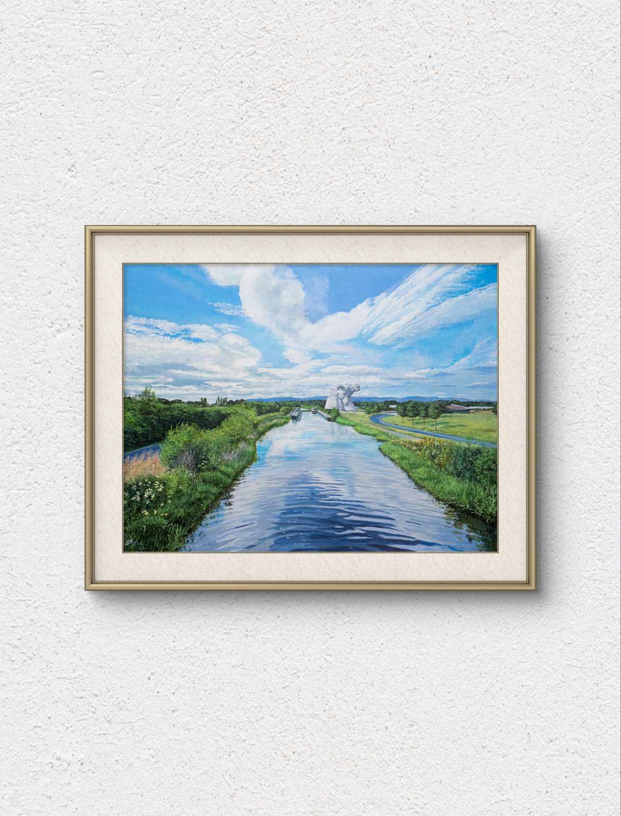 The Forth and Clyde Canal and Kelpies (Print)